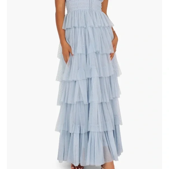 Petal and Pup Belle Swiss Dot Tulle Tiered Maxi Dress - Picture 2 of 8